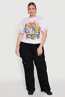 Womens Plus Size Fishnet Sleeve Blessed Eagle Graphic Tee, White, Size 3X