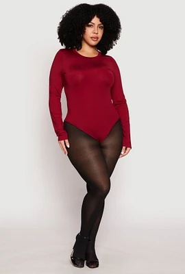 Womens Plus Daisy Long Sleeve Bodysuit,
