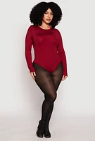 Womens Plus Daisy Long Sleeve Bodysuit,