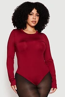 Womens Plus Daisy Long Sleeve Bodysuit,