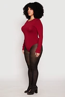 Womens Plus Daisy Long Sleeve Bodysuit, 1X