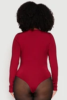 Womens Plus Daisy Long Sleeve Bodysuit,