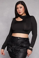 Womens Plus Daisy Asymmetrical Cut Out Crop Top, 2X