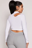 Womens Plus Size Daisy Asymmetrical Cut Out Crop Top, White, Size 1X