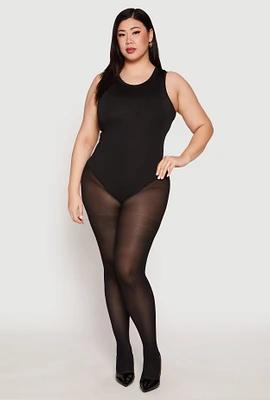 Womens Plus Daisy Crew Neck Tank Bodysuit,