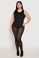 Womens Plus Daisy Crew Neck Tank Bodysuit,