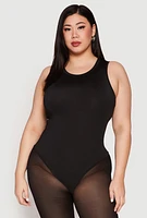 Womens Plus Daisy Crew Neck Tank Bodysuit,