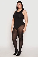 Womens Plus Daisy Crew Neck Tank Bodysuit,
