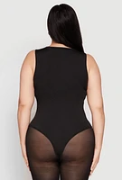 Womens Plus Daisy Crew Neck Tank Bodysuit,