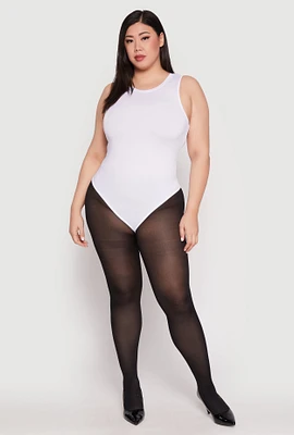Womens Plus Size Daisy Crew Neck Tank Bodysuit, White, Size 3X