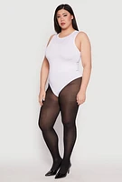 Womens Plus Size Daisy Crew Neck Tank Bodysuit, White, Size 1X