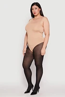 Womens Plus Size Daisy Crew Neck Tank Bodysuit, Beige, Size 2X