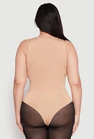 Womens Plus Size Daisy Crew Neck Tank Bodysuit, Beige, Size 2X