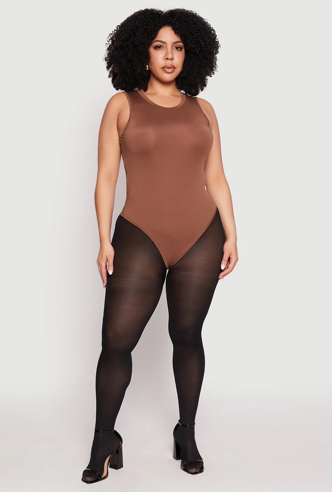 Womens Plus Daisy Crew Neck Tank Bodysuit, 3X
