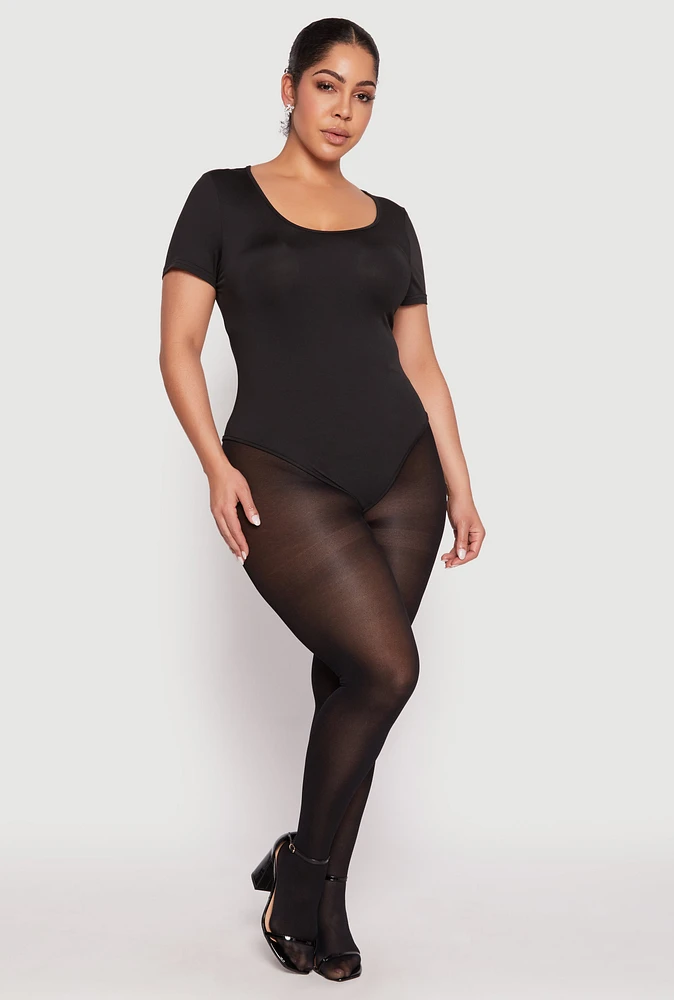 Womens Plus Daisy Short Sleeve Bodysuit,