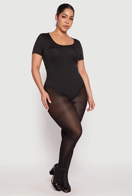 Womens Plus Daisy Short Sleeve Bodysuit,