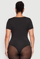 Womens Plus Daisy Short Sleeve Bodysuit,