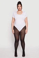 Womens Plus Daisy Short Sleeve Bodysuit, White,