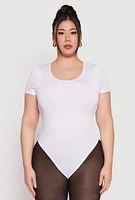 Womens Plus Size Daisy Short Sleeve Bodysuit, White, Size 1X