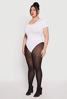 Womens Plus Daisy Short Sleeve Bodysuit, White,