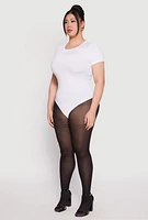 Womens Plus Daisy Crew Neck Bodysuit, White,