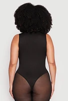 Womens Plus Daisy Ribbed Knit Tank Thong Bodysuit, 3X