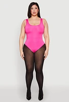 Womens Plus Daisy Sleeveless Bodysuit, Pink,
