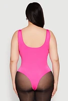 Womens Plus Daisy Sleeveless Bodysuit, Pink,