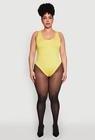 Womens Plus Size Daisy Sleeveless Bodysuit, Yellow, Size 2X