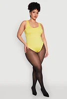Womens Plus Size Daisy Sleeveless Bodysuit, Yellow, Size 2X