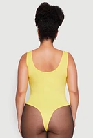 Womens Plus Size Daisy Sleeveless Bodysuit, Yellow, Size 2X
