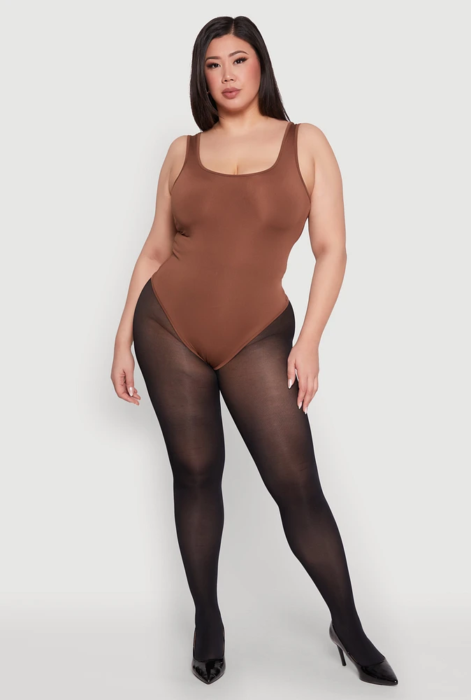Womens Plus Daisy Sleeveless Bodysuit,