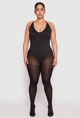 Womens Plus Daisy Plunge Bodysuit,