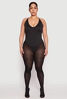 Womens Plus Daisy Plunge Bodysuit,