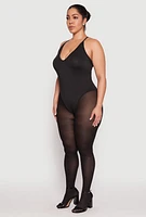 Womens Plus Daisy Plunge Bodysuit,