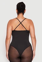 Womens Plus Daisy Plunge Bodysuit,