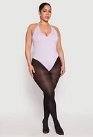 Womens Plus Size Daisy Plunge Bodysuit, Purple, Size 3X