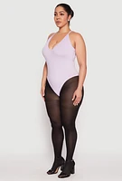 Womens Plus Size Daisy Plunge Bodysuit, Purple, Size 3X