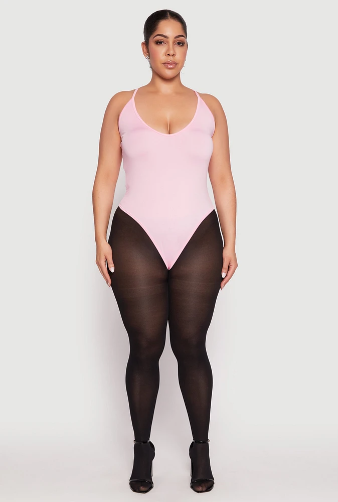 Womens Plus Daisy Plunge Bodysuit,