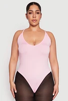 Womens Plus Daisy Plunge Bodysuit,