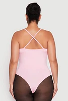 Womens Plus Daisy Plunge Bodysuit,
