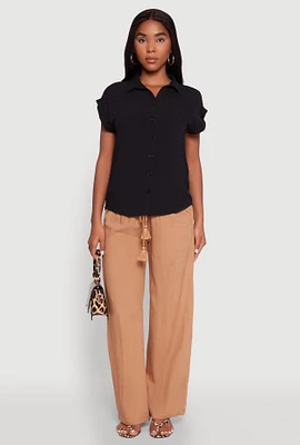 Womens Fixed Cuff Short Sleeve Shirt,