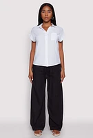 Womens Fixed Cuff Short Sleeve Shirt,
