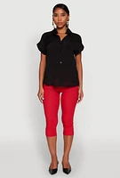 Womens Fixed Cuff Button Front Shirt,