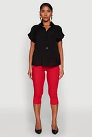 Womens Fixed Cuff Button Front Shirt,