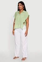 Womens Side Tie Dolman Sleeve Top,