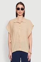 Womens Side Tie Dolman Sleeve Top, Beige, Size M