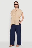 Womens Side Tie Dolman Sleeve Top, Beige, Size M