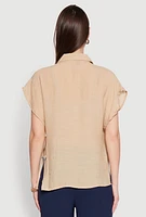 Womens Side Tie Dolman Sleeve Top, Beige, Size M