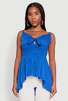 Womens Tie Front High Low Peplum Cami,